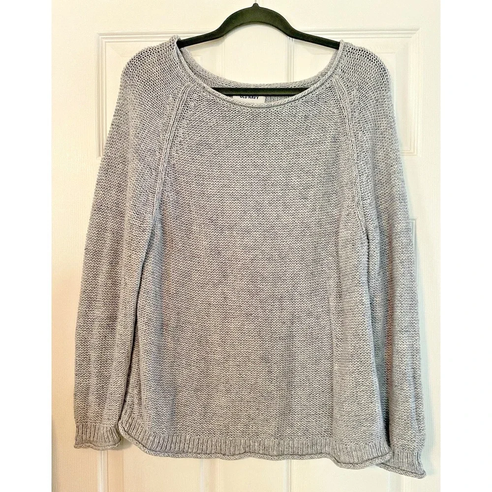 Old navy oversized sweater sz Large Light Blue Chunky Knit Cozy Nautical soft